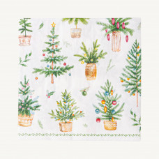 Juego de 20 Servilletas Lunch Eucalyptus Bouquet Blanco 33x33cm