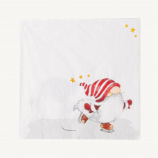 Juego de 20 Servilletas Lunch Gnomo Niels Blanco 33x33cm