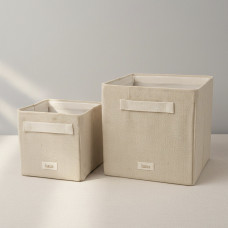 Haus Caja Organizadora Cuadrada Beige de Yute y Algodón