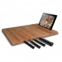 Tabla bamboo con organizador cuchillos y soporte para iPad