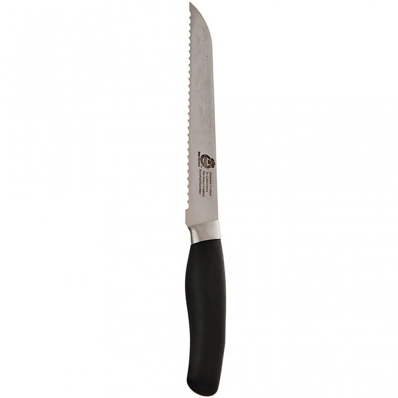 Cuchillo para pan 8" / 20 cm acero inoxidable con mango negro Franja