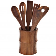 Juego de 6 utensilios de madera con base Billi